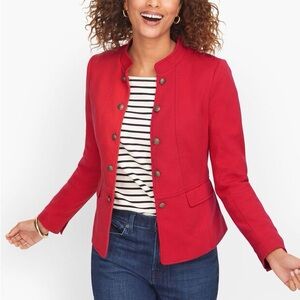 Talbots Red Button-Front Military Band Blazer Size 4